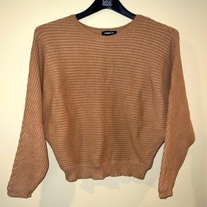 Cute Express Sweater Camel Brown Flattering sleeves xs worn once